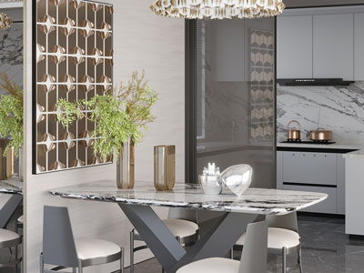 现代餐厅餐桌椅组合3d模型 现代餐厅餐桌椅组合