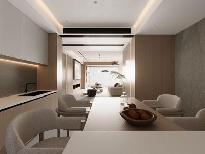 现代木质客厅餐厅