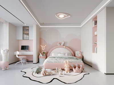 现代奶油风卧室 儿童房 女儿房 公主房