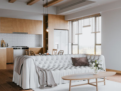 现代奶油风客厅餐厅