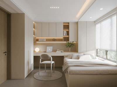 现代奶油风榻榻米卧室