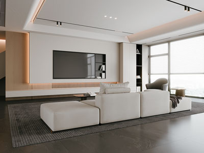 现代客厅电视背景墙3d模型 现代客厅电视背景墙