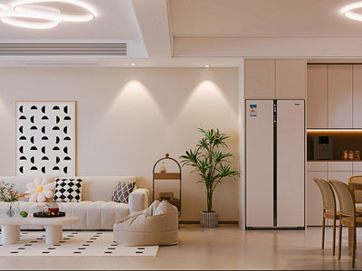 现代奶油风客厅餐厅