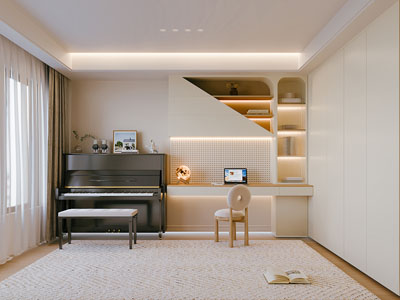 现代奶油风钢琴室