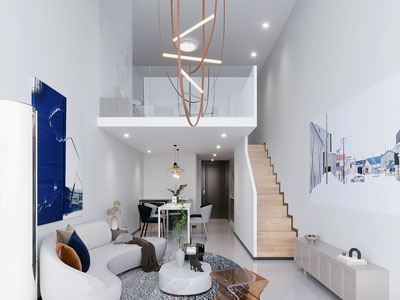 现代loft公寓客厅餐厅