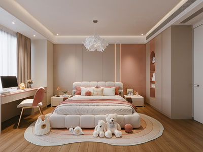 现代奶油风卧室 儿童房