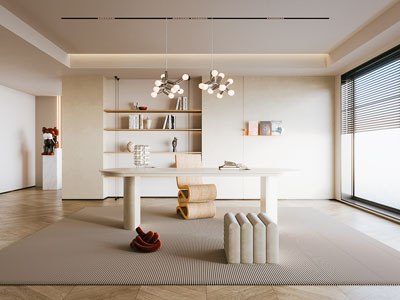 现代奶油风书房