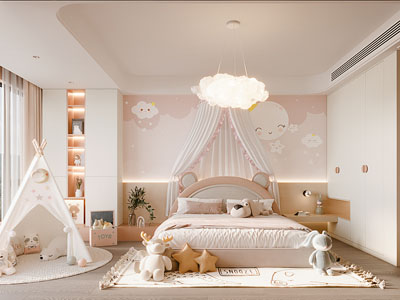 现代奶油风卧室 儿童房 女儿房
