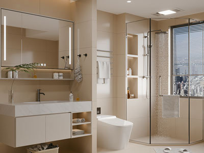 现代奶油风卫浴间 洗手间