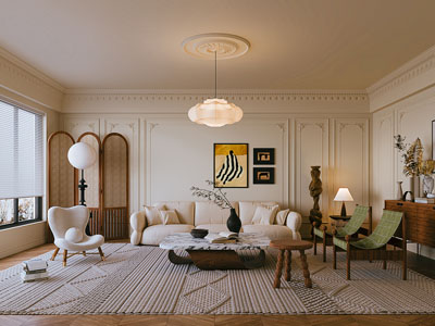 法式奶油中古风客厅