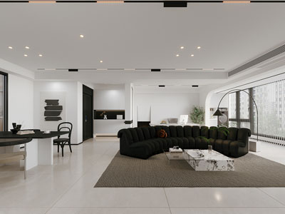 现代黑白客厅餐厅