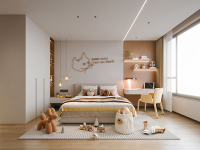 现代奶油风卧室 儿童房