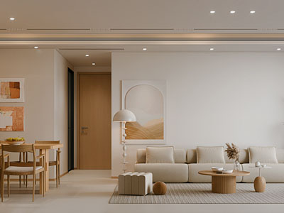 现代奶油风客厅餐厅