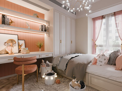 现代轻奢榻榻米卧室 儿童房