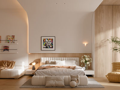 现代原木奶油风卧室