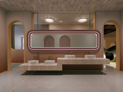 现代复古公共卫生间 洗手间