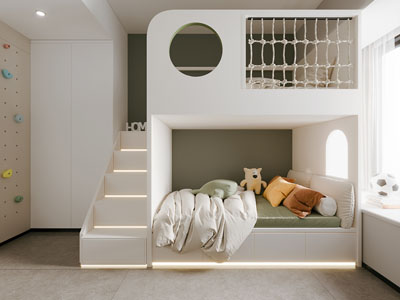 现代奶油风卧室 儿童房