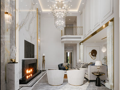 现代轻奢别墅客厅