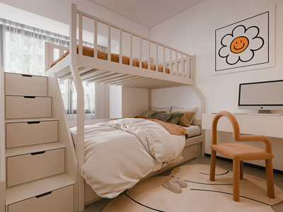 现代奶油风卧室 儿童房