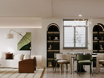现代复古客厅餐厅