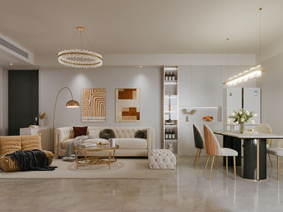 现代轻奢客厅餐厅