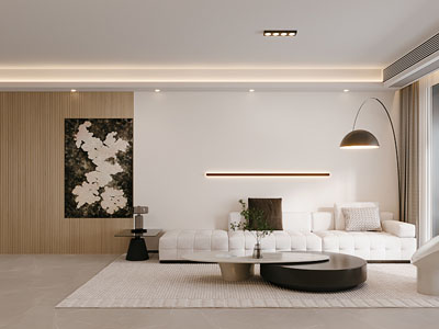 现代奶油风客厅餐厅