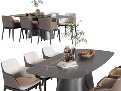 现代餐桌椅组合3d模型 现代餐桌椅组合