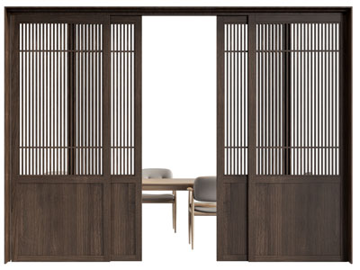 新中式实木推拉门