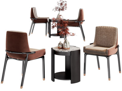 新中式休闲椅子 边几