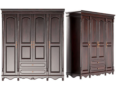 欧式实木衣柜3d模型 欧式实木衣柜