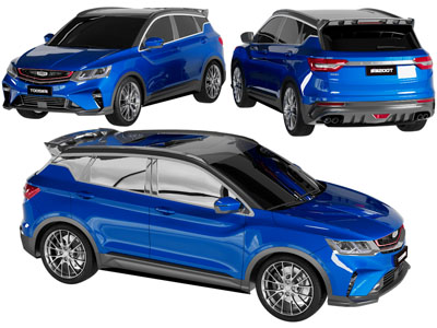 现代蓝色越野车 吉普车 汽车 轿车