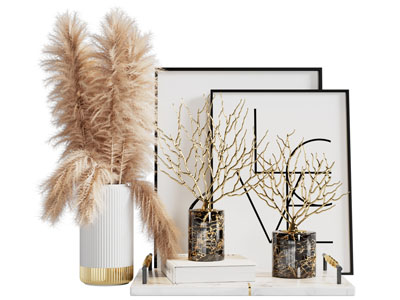 现代花瓶花卉 装饰画摆件组合