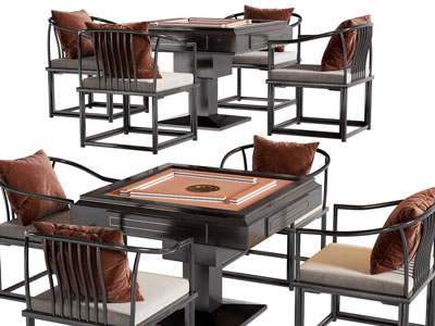 新中式麻将娱乐桌椅组合3d模型 新中式麻将娱乐桌椅组合