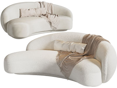 侘寂风弧形多人沙发