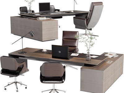 现代老板台 老板桌椅组合3d模型 现代老板台 老板桌椅组合