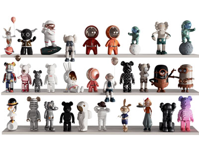 现代卡通玩偶雕塑雕刻摆件组合3d模型 现代卡通玩偶雕塑雕刻摆件组合
