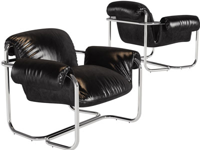 现代黑色皮质休闲椅子