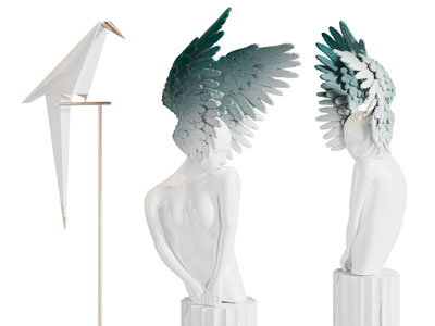 现代半身人体雕塑雕刻3d模型 现代半身人体雕塑雕刻