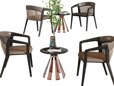 现代休闲椅子 边几