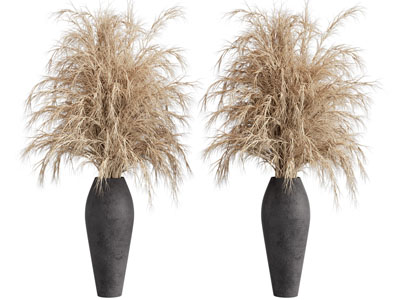 侘寂风土陶花瓶 枯草摆件组合