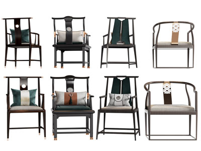 新中式扶手椅子 圈椅