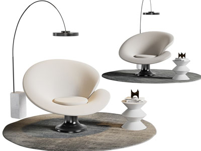 现代休闲椅子 边几