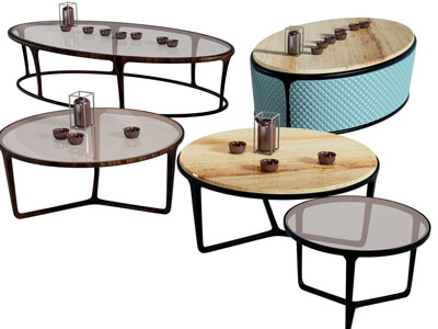 新中式圆形 椭圆形茶几3d模型 新中式圆形 椭圆形茶几