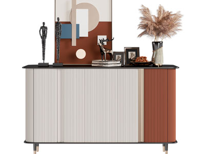 现代玄关柜 摆件组合