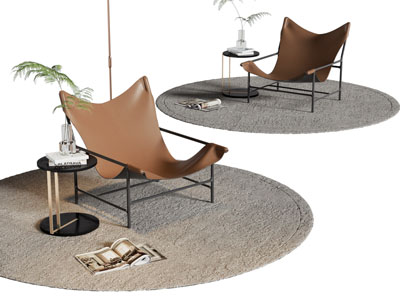 现代休闲椅子 边几