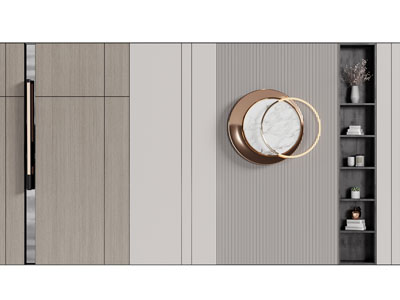 新中式背景墙3d模型 新中式背景墙