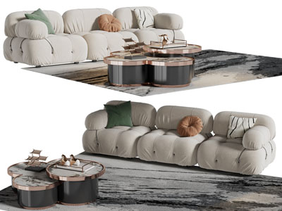 现代多人沙发 茶几组合