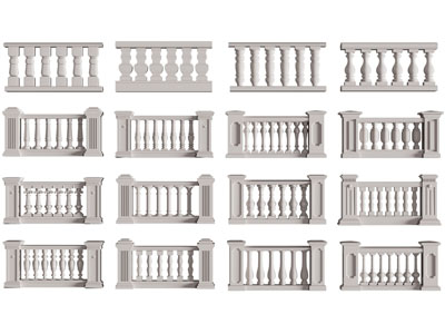 欧式石雕栏杆 护栏3d模型 欧式石雕栏杆 护栏
