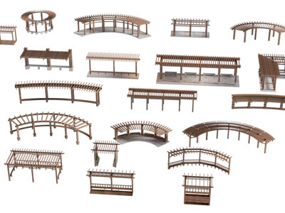 新中式实木廊架 花架 亭子 游廊