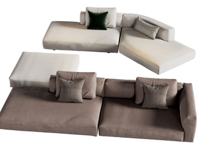 现代布艺多人沙发